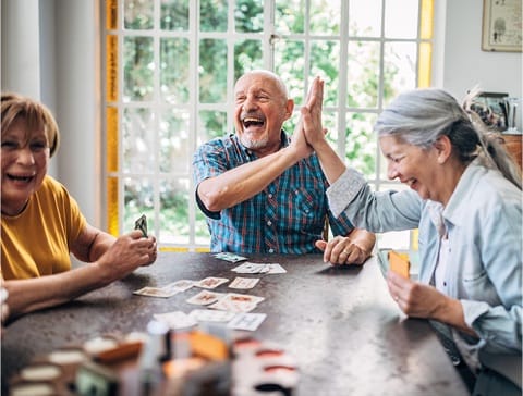 Seniors playing card games