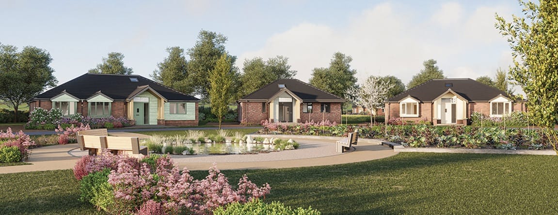 CGI front view of bungalows